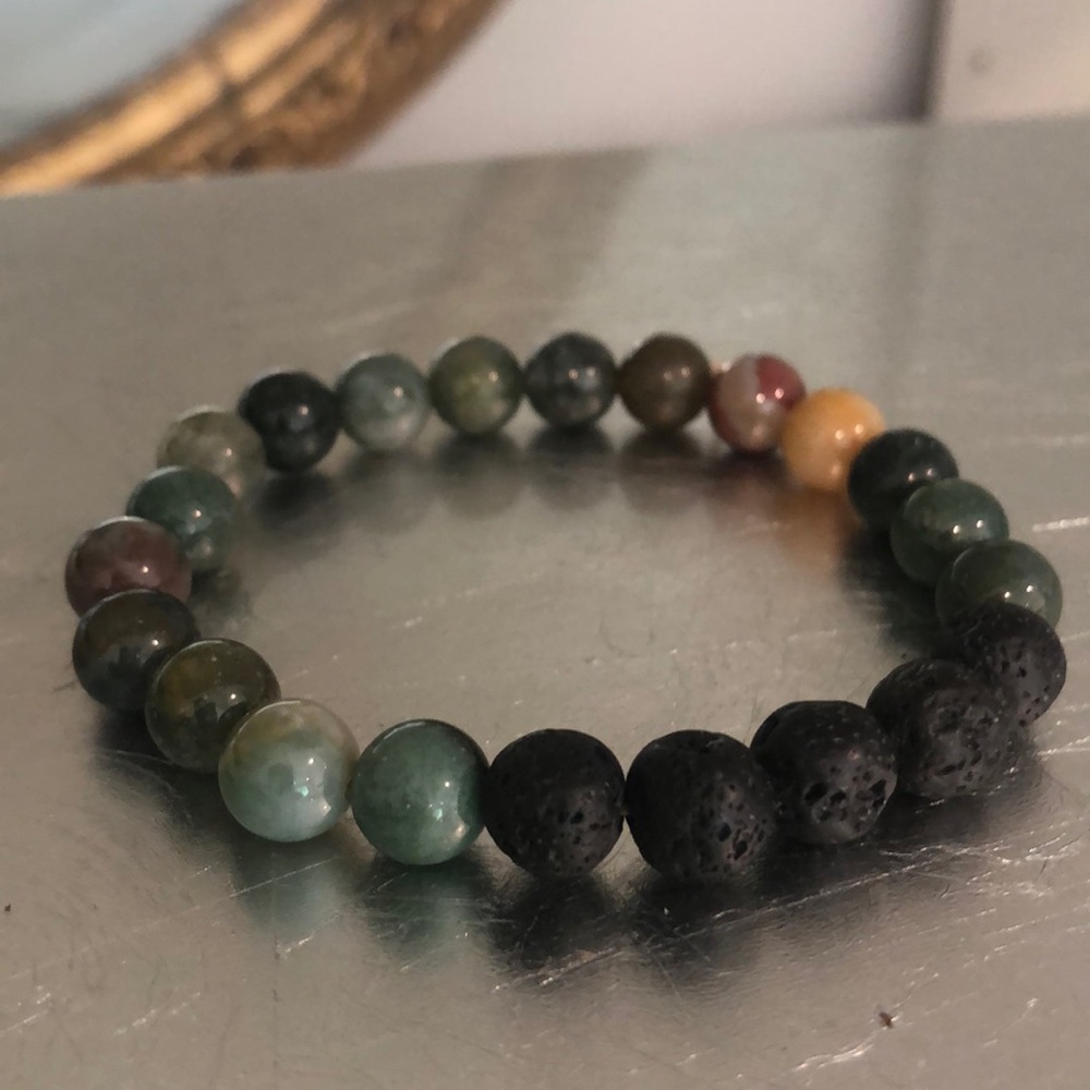 Mala bracelet with various jade and rock material